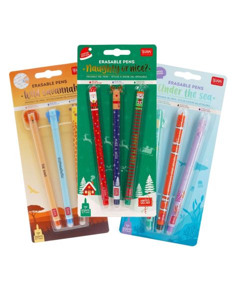 Legami Single Pack of 3 Erasable Gel Pens - Choose Design!