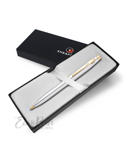 Sheaffer Vfm Ballpoint Pen - Chrome With Gold Trim