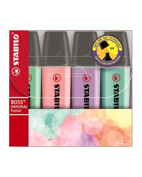 STABILO® Boss Original Pastel - Highlighter - Wallet of 4 colours