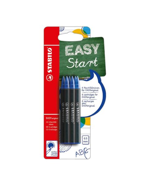 STABILO® EASYoriginal - Handwriting Pen Refills- Pack of 6 -Blue