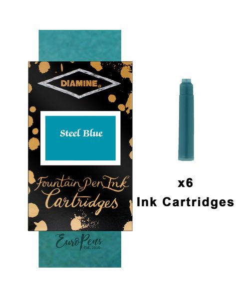 Diamine Ink Cartridges - 6 pack-Steel Blue
