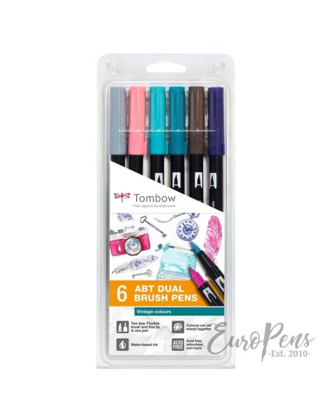 Tombow Dual Brush Pens - Pack Of 6 - Vintage