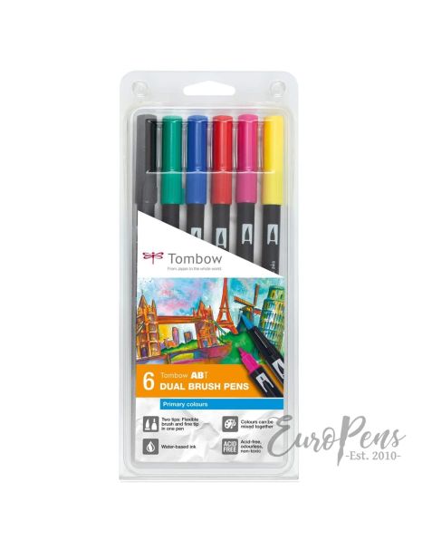 Tombow Dual Brush Pens - Pack Of 6 - Primary