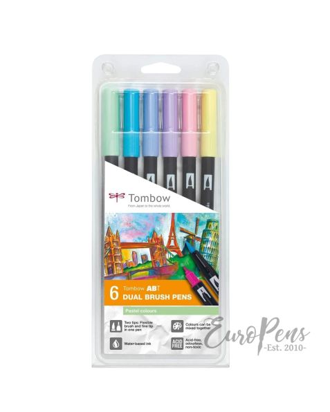 Tombow Dual Brush Pens - Pack Of 6 - Pastel