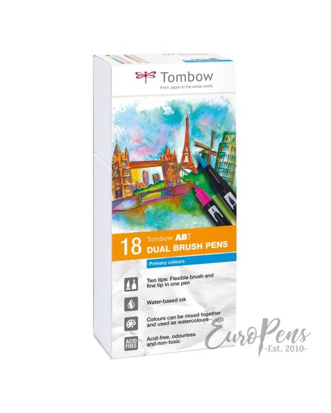 Tombow Dual Brush Pens - Pack Of 18 - Primary