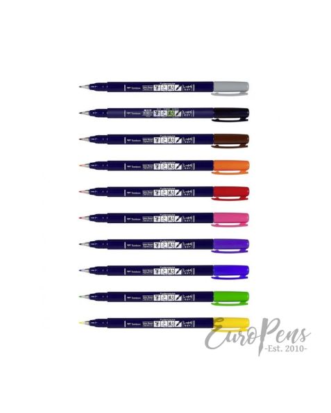 Tombow Fudenosuke Pens - Pack Of 10 - Mixed Colours