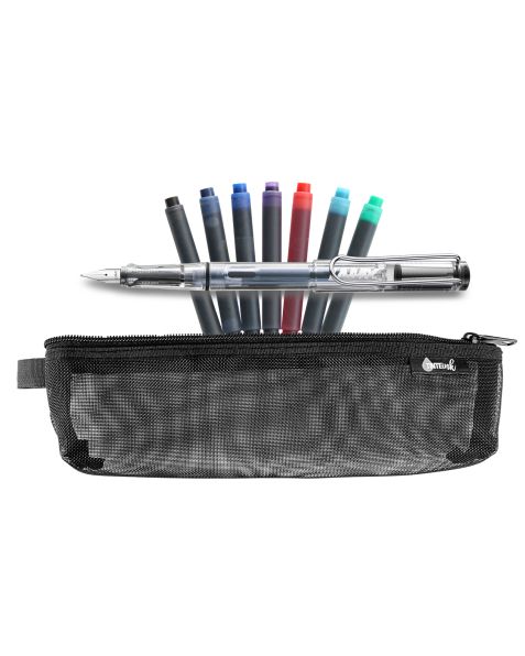 LAMY Back to School Kit - Fountain Pen with Assorted Refills &amp; Pencil Case (Choose Colour)-Clear