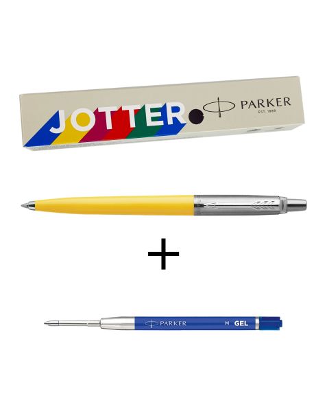 Parker Jotter Ballpoint Pen + Free Parker Blue Gel Refill - Retro Yellow