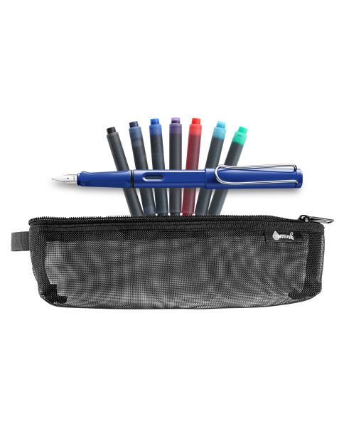LAMY Back to School Kit - Fountain Pen with Assorted Refills &amp; Pencil Case (Choose Colour)-Blue
