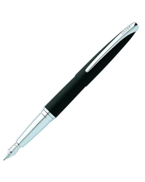 CROSS ATX Basalt Black Fountain Pen With Chrome Plated appointments: Medium Nib