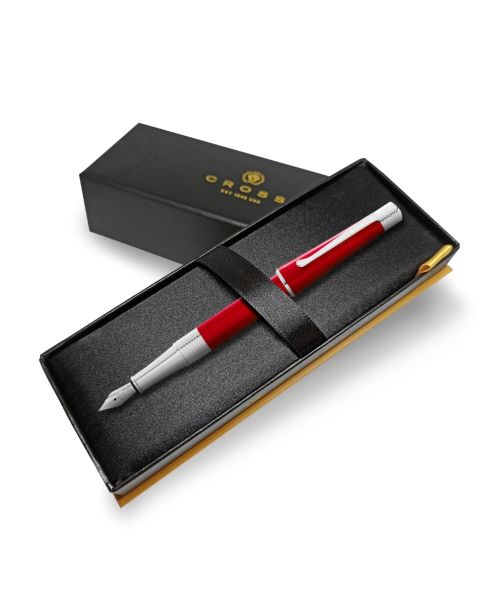 Cross Beverly Fountain Pen - Red Lacquer - Medium Nib