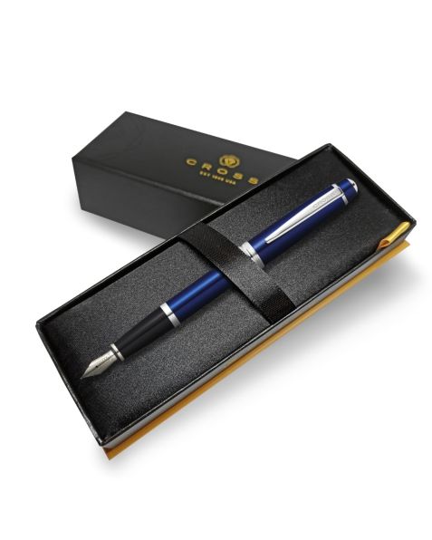 Cross Bailey Blue Lacquer Fountain Pen - Medium nib