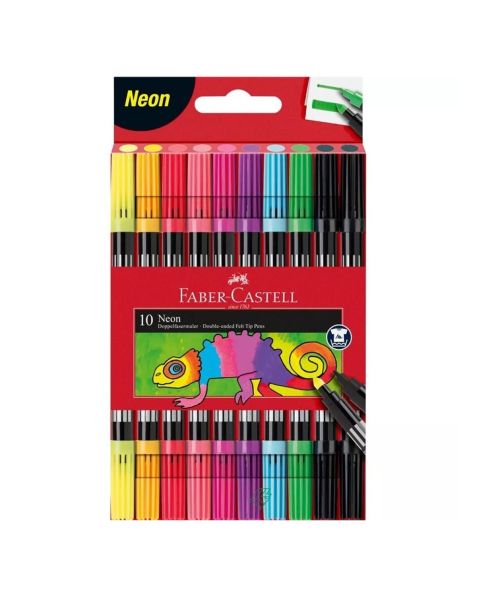 Faber-Castell Neon Double-Ended Felt Tip Pens - Set Of 10