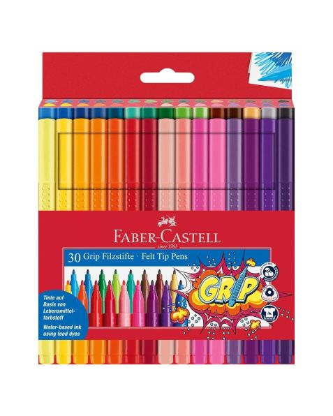 Faber-Castell Fibre-Tip Pens Grip Colour Marker Set 30