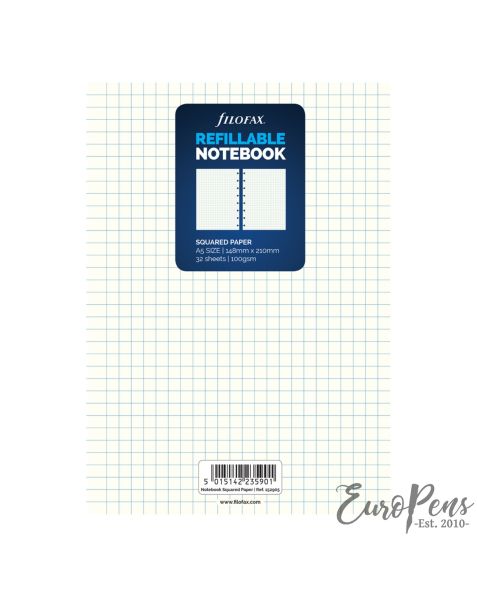Filofax A5 Notebook Squared White Paper Refill 