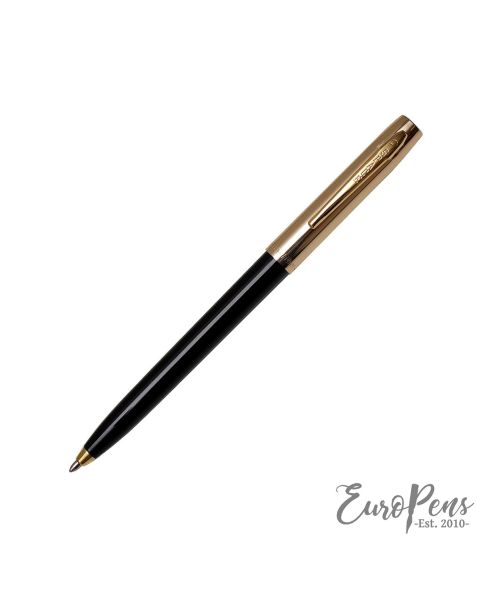 Fisher Space Pen Apollo Cap-o-matic Ballpoint Pen - Black with Golden Cap