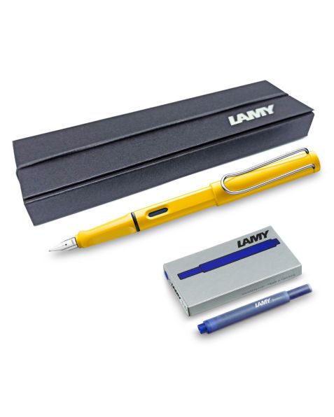 LAMY safari Fountain Pen - Yellow (018) + Free Ink Cartridges