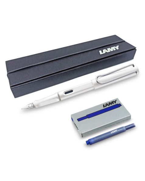 LAMY safari Fountain Pen - White (019) + Free Ink Cartridges