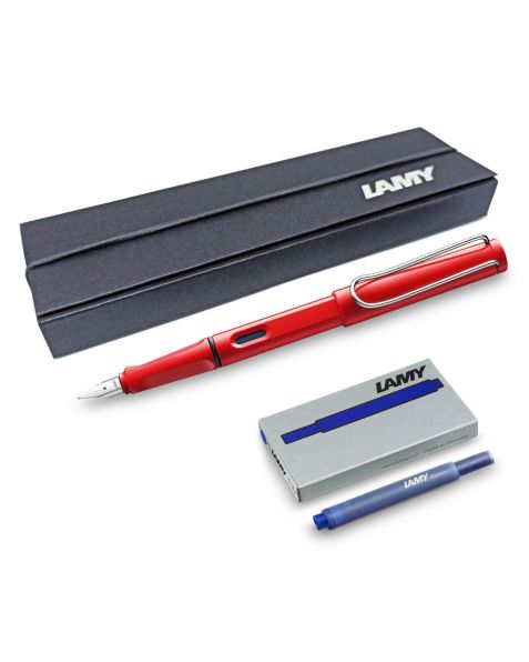 LAMY safari Fountain Pen - Red (016) + Free Ink Cartridges