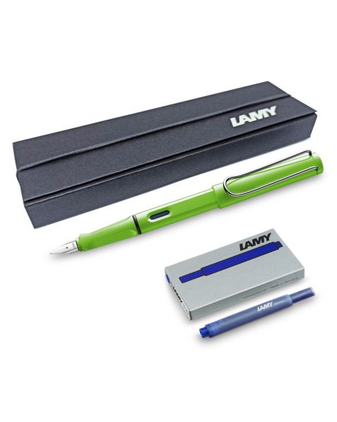LAMY safari Fountain Pen - Green (013)  + Free Ink Cartridges