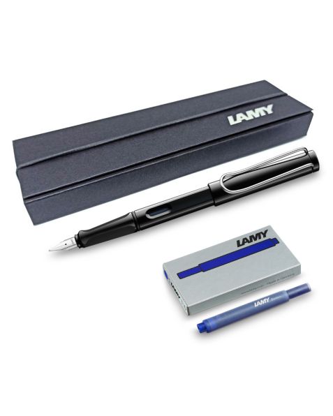 lamy Safari Shiny Black (019 model) Left-Handed Nib (LH) + Free Ink Cartridges