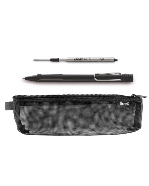 LAMY Back to School Kit - Ballpoint Pen with Black Refill &amp; Pencil Case (Choose Colour)-Glossy Black