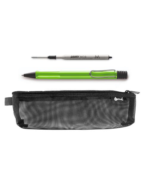 LAMY Back to School Kit - Ballpoint Pen with Black Refill &amp; Pencil Case (Choose Colour)-Green