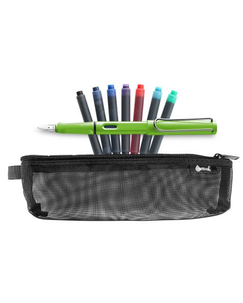LAMY Back to School Kit - Fountain Pen with Assorted Refills &amp; Pencil Case (Choose Colour)-Green