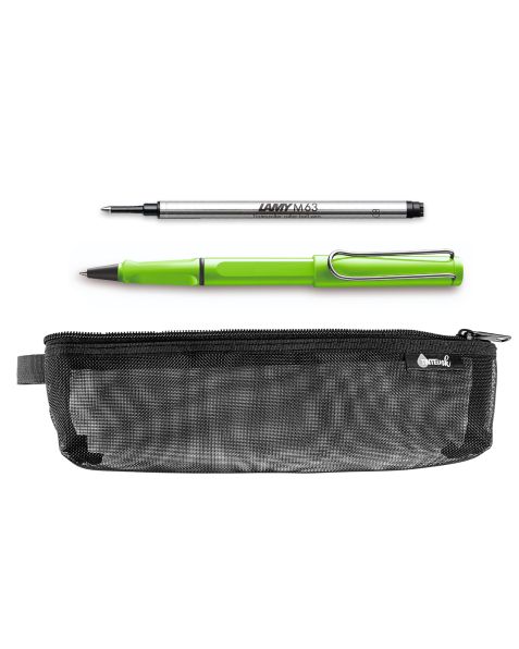 LAMY Back to School Kit - Rollerball Pen with Black Refill &amp; Pencil Case (Choose Colour)-Green