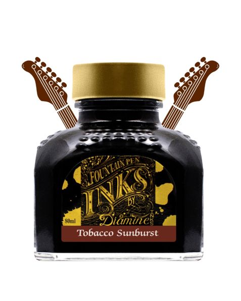 DIAMINE Guitar 80ml Fountain Pen Ink Bottle: Tobacco Sunburst