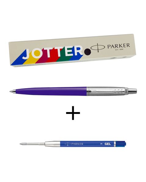 Parker Jotter Ballpoint Pen + Free Parker Blue Gel Refill - Indigo