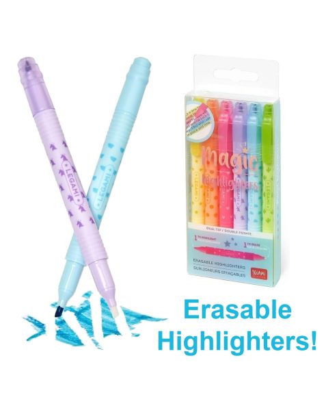 Legami Set Of 6 Erasable Highlighters - Magic Highlighters
