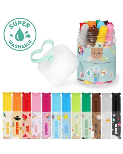 Legami Set Of 12 Markers - Teddy Friends - Teddy Bear