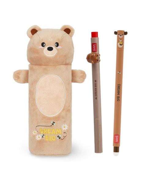 Legami Teddy Super Soft! Pencil Case Set with Lovely Friends & Erasable Teddy Pens