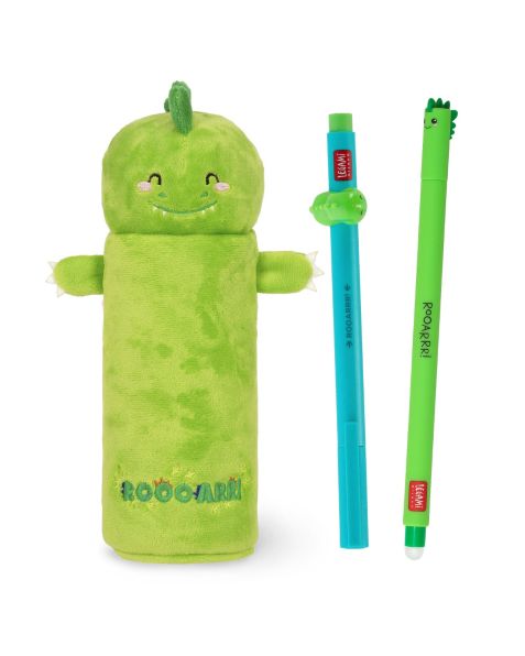 Legami Dino Super Soft! Pencil Case Set with Lovely Friends & Erasable Dino Pens