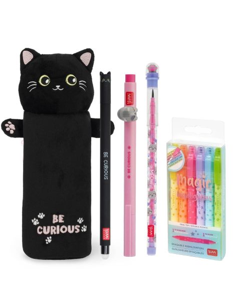Legami Kitty Super Soft! Pencil Case Set with Assorted Stationery 