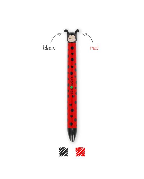Legami Two-Colour Ballpoint Pen - Click&Clack - Ladybird 