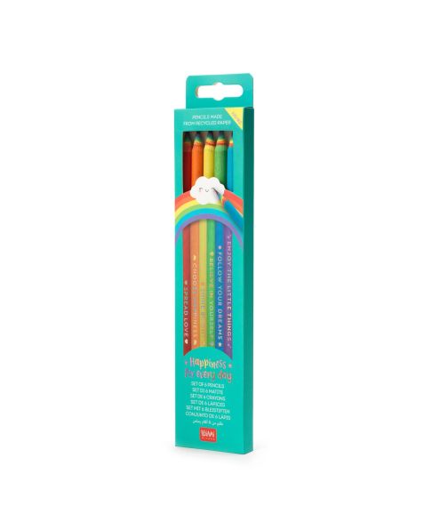 Legami Set Of 6 Hb Graphite Pencils M - Happiness For Every Day