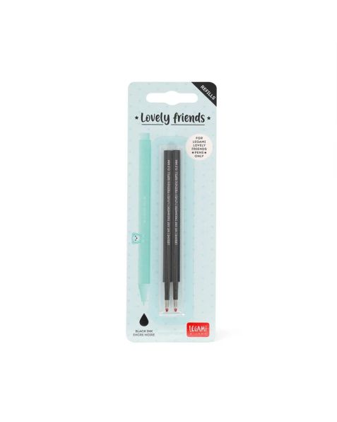 Legami Lovely Friends Gel Pen Refills - Black (2 Pack)