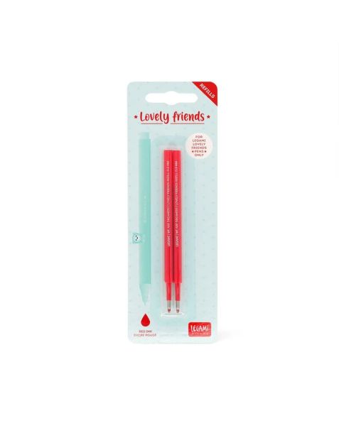 Legami Lovely Friends Gel Pen Refills - Red (2 Pack)