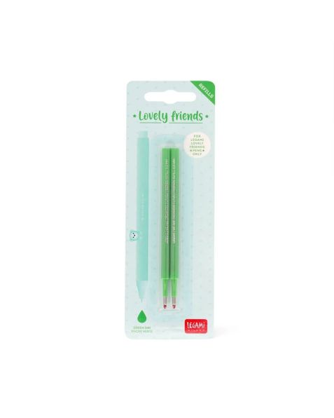 Legami Lovely Friends Gel Pen Refills - Green (2 Pack)
