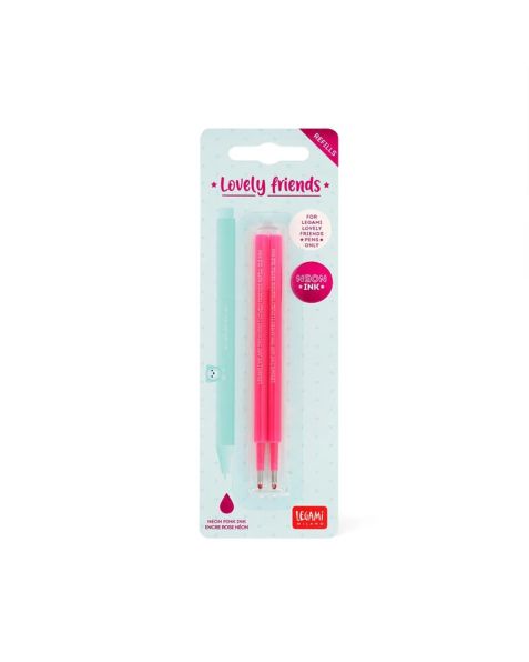 Legami Lovely Friends Gel Pen Refills - Neon Pink (2 Pack)