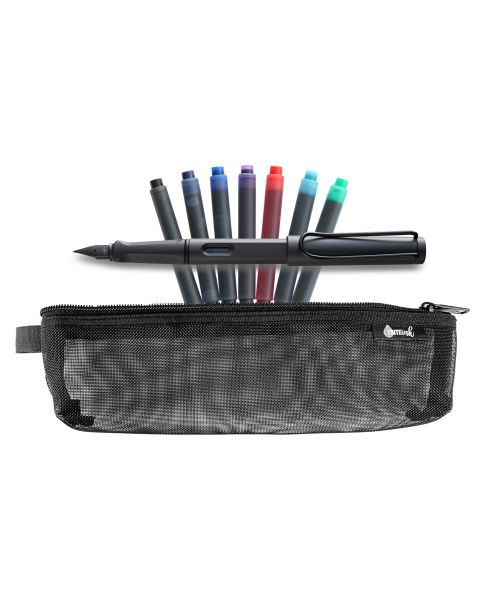 LAMY Back to School Kit - Fountain Pen with Assorted Refills &amp; Pencil Case (Choose Colour)-Umber / Matt Black