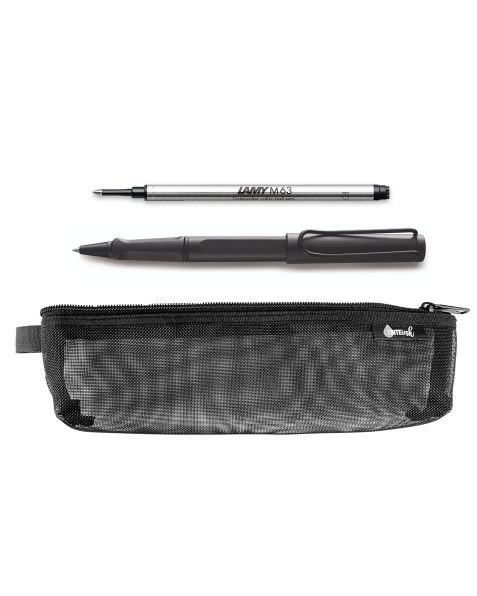 LAMY Back to School Kit - Rollerball Pen with Black Refill & Pencil Case -Umber / Matt Black