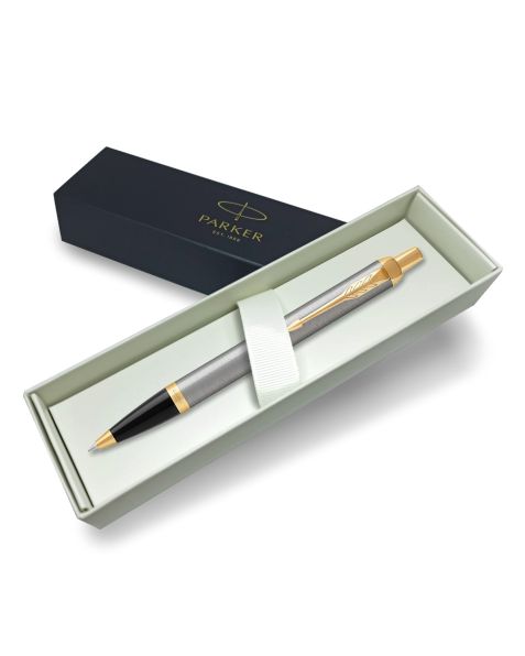 Parker IM Ballpoint Pen - Grey wih Gold Trim