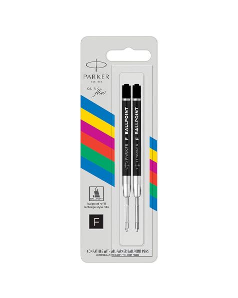 Parker Ballpoint Pen Eco Refills - Black - Fine (2 Pack)