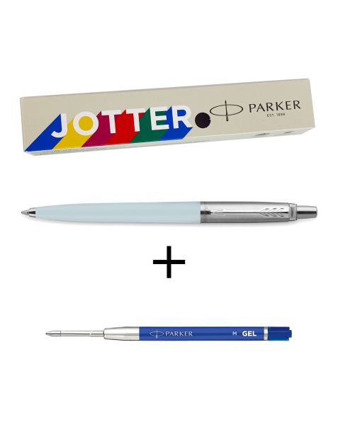 Parker Jotter Ballpoint Pen + Free Parker Blue Gel Refill - Pastel Blue