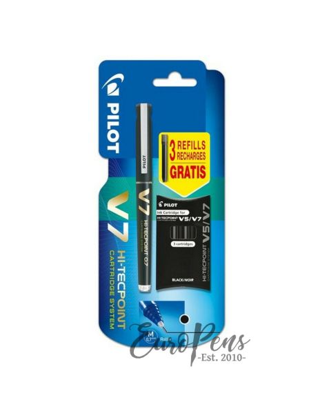 Pilot Hi-Tecpoint V7 - Black + Free Cartridges