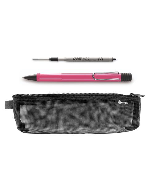 LAMY Back to School Kit - Ballpoint Pen with Black Refill &amp; Pencil Case (Choose Colour)-Pink