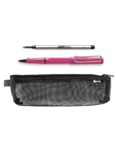 LAMY Back to School Kit - Rollerball Pen with Black Refill &amp; Pencil Case (Choose Colour)-Pink